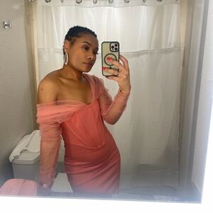 Chic One-Shoulder Coral Dress